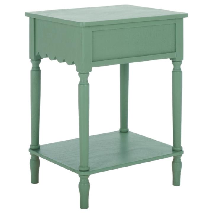 Green Wood 1-Drawer Cottage Accent Table