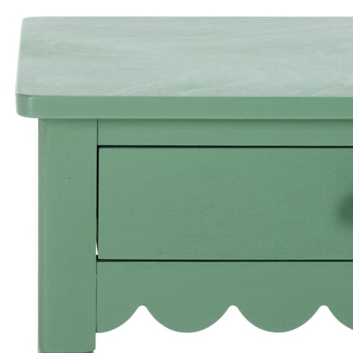 Green Wood 1-Drawer Cottage Accent Table