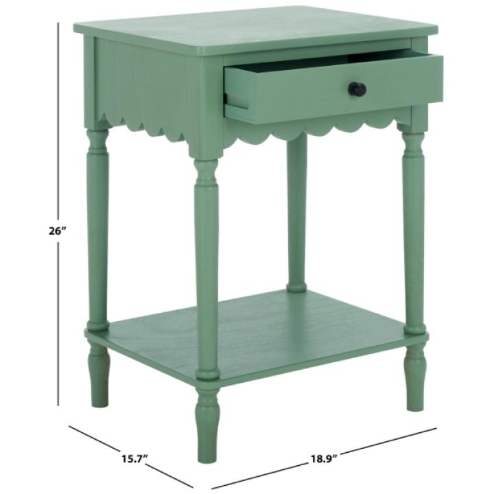 Green Wood 1-Drawer Cottage Accent Table