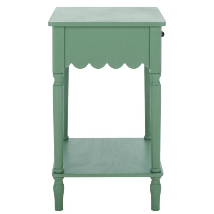Green Wood 1-Drawer Cottage Accent Table