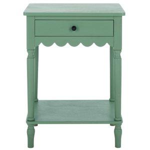 Green Wood 1-Drawer Cottage Accent Table