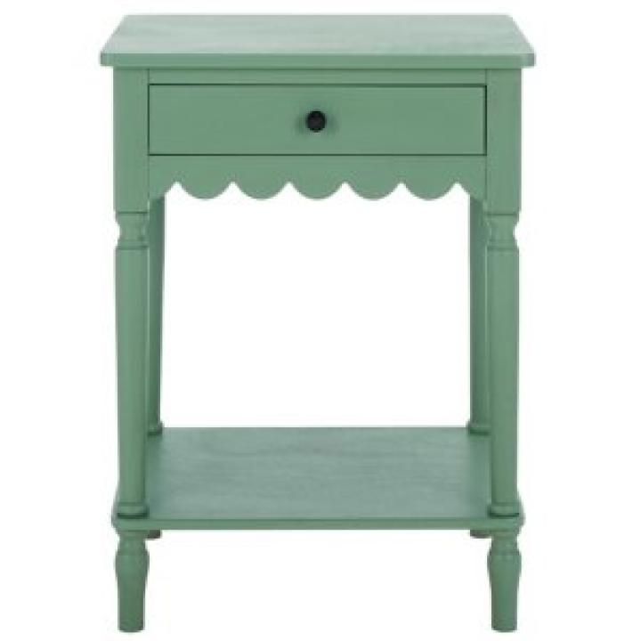 Green Wood 1-Drawer Cottage Accent Table