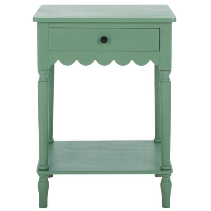 Green Wood 1-Drawer Cottage Accent Table