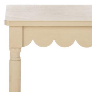 Scalloped Natural Wood Cottage Accent Table