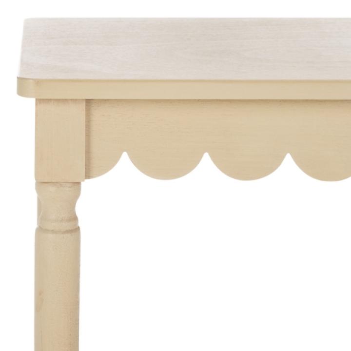 Scalloped Natural Wood Cottage Accent Table
