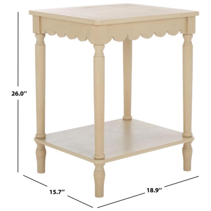 Scalloped Natural Wood Cottage Accent Table
