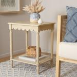 Scalloped Natural Wood Cottage Accent Table