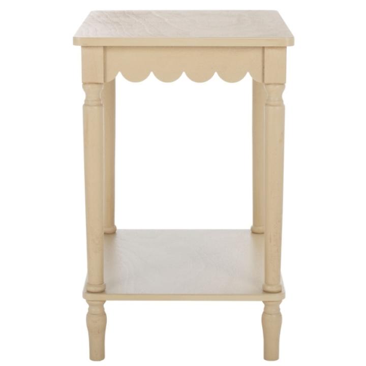Scalloped Natural Wood Cottage Accent Table