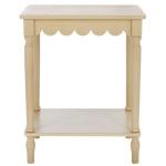 Scalloped Natural Wood Cottage Accent Table