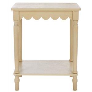 Scalloped Natural Wood Cottage Accent Table