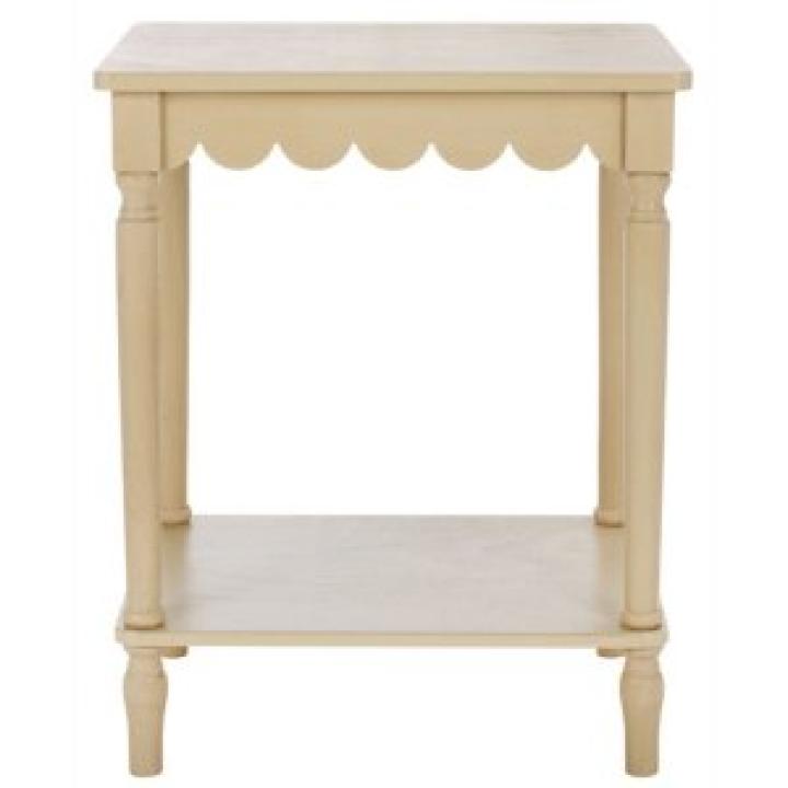 Scalloped Natural Wood Cottage Accent Table