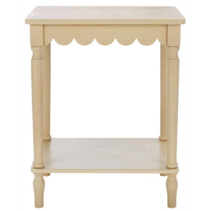 Scalloped Natural Wood Cottage Accent Table