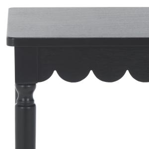 Scalloped Black Wood Cottage Accent Table