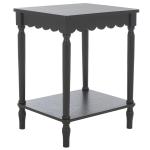 Scalloped Black Wood Cottage Accent Table