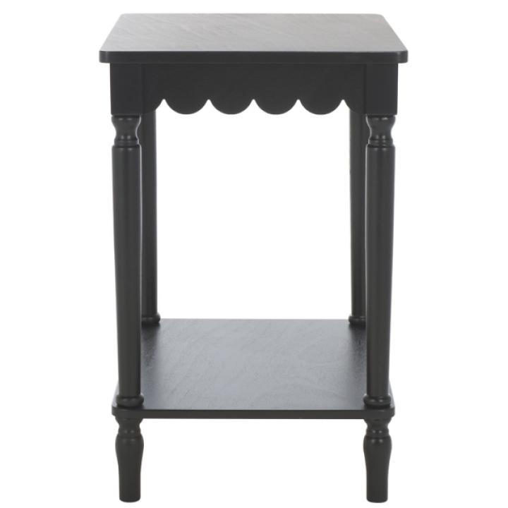 Scalloped Black Wood Cottage Accent Table