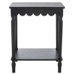 Scalloped Black Wood Cottage Accent Table