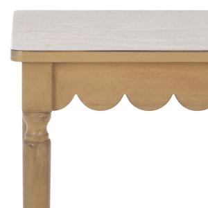Scalloped Brown Wood Cottage Accent Table