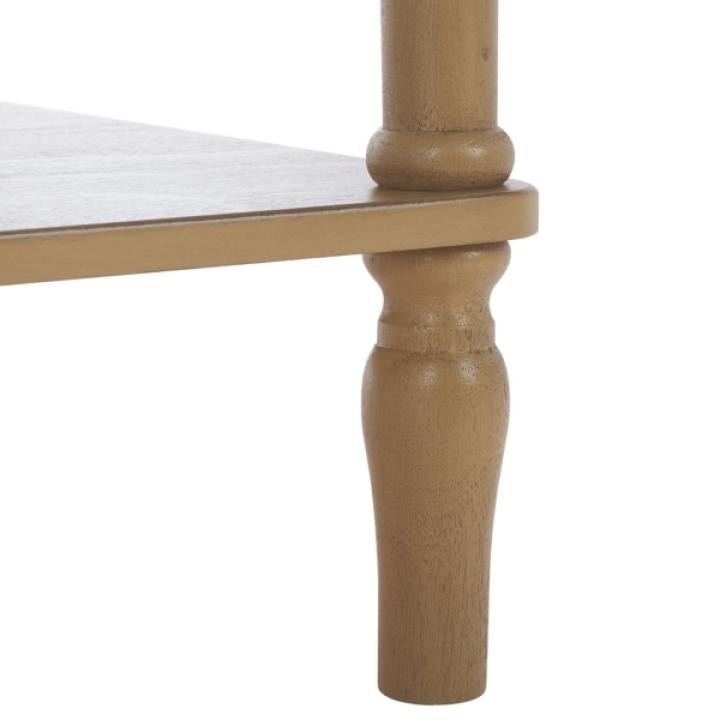 Scalloped Brown Wood Cottage Accent Table