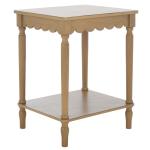 Scalloped Brown Wood Cottage Accent Table
