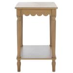 Scalloped Brown Wood Cottage Accent Table