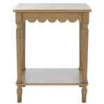 Scalloped Brown Wood Cottage Accent Table