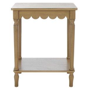 Scalloped Brown Wood Cottage Accent Table