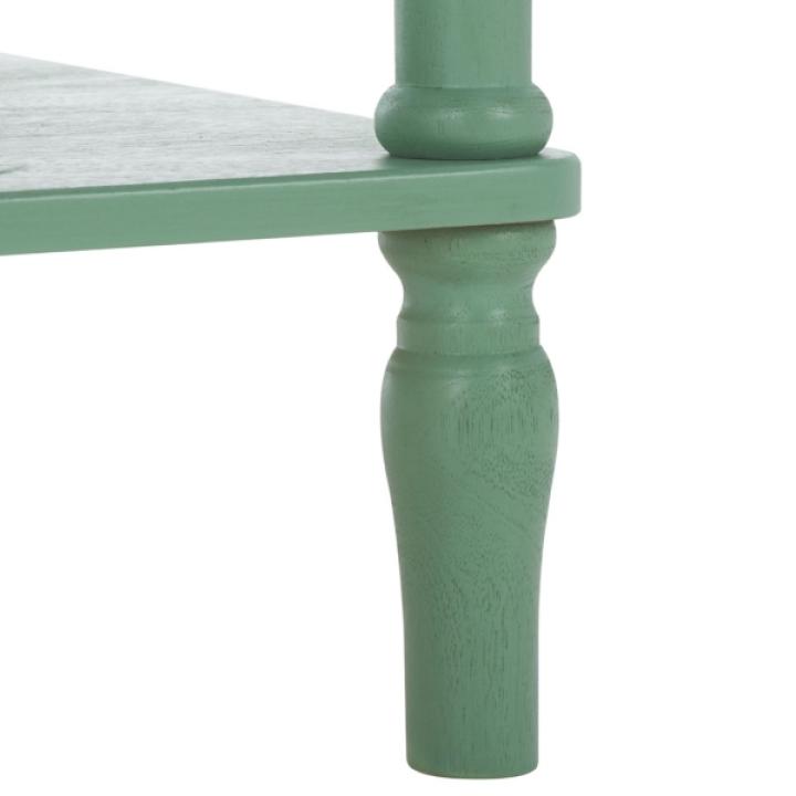 Scalloped Green Wood Cottage Accent Table