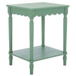 Scalloped Green Wood Cottage Accent Table