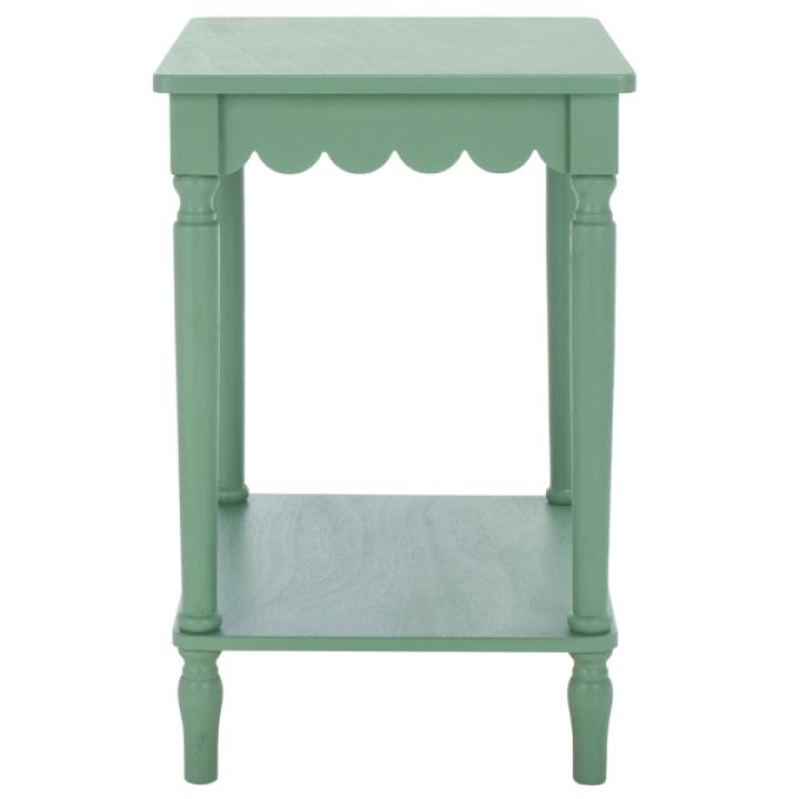 Scalloped Green Wood Cottage Accent Table