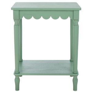 Scalloped Green Wood Cottage Accent Table