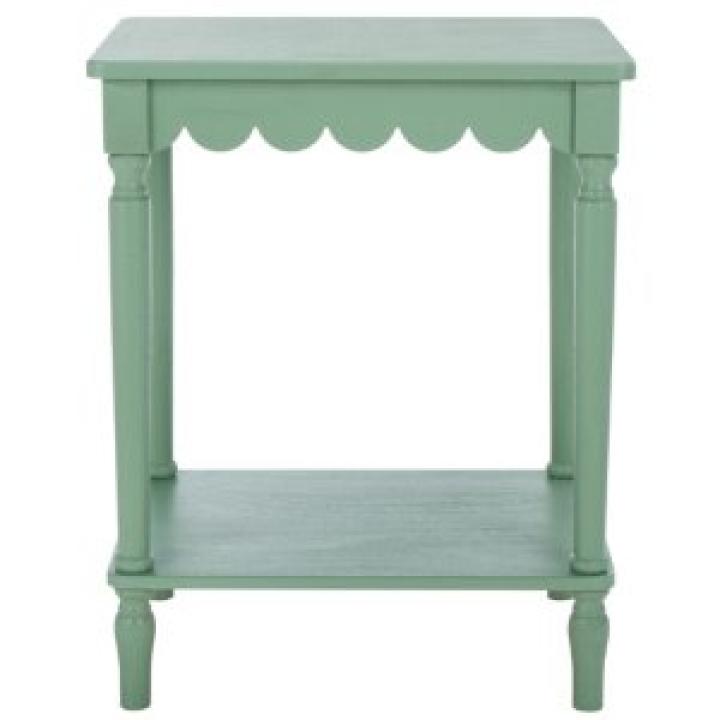 Scalloped Green Wood Cottage Accent Table