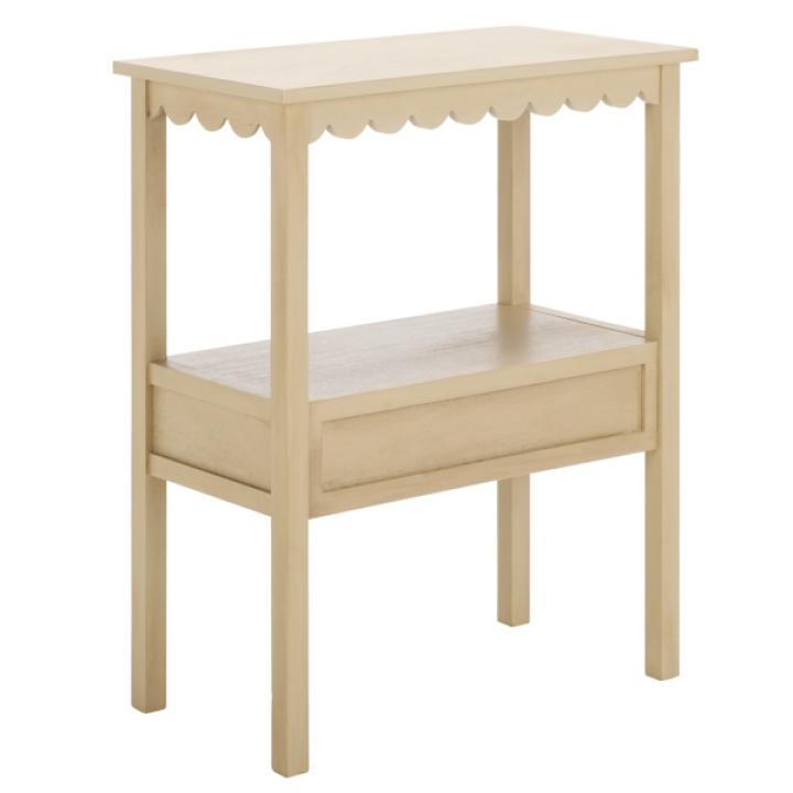 Natural Wood 2-Tier Cottage Accent Table