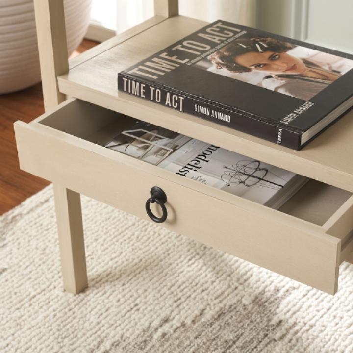 Natural Wood 2-Tier Cottage Accent Table