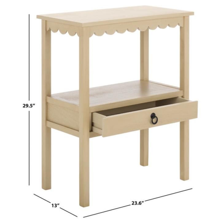Natural Wood 2-Tier Cottage Accent Table