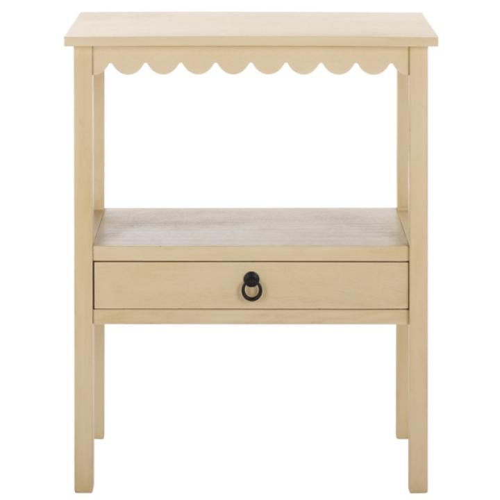 Natural Wood 2-Tier Cottage Accent Table