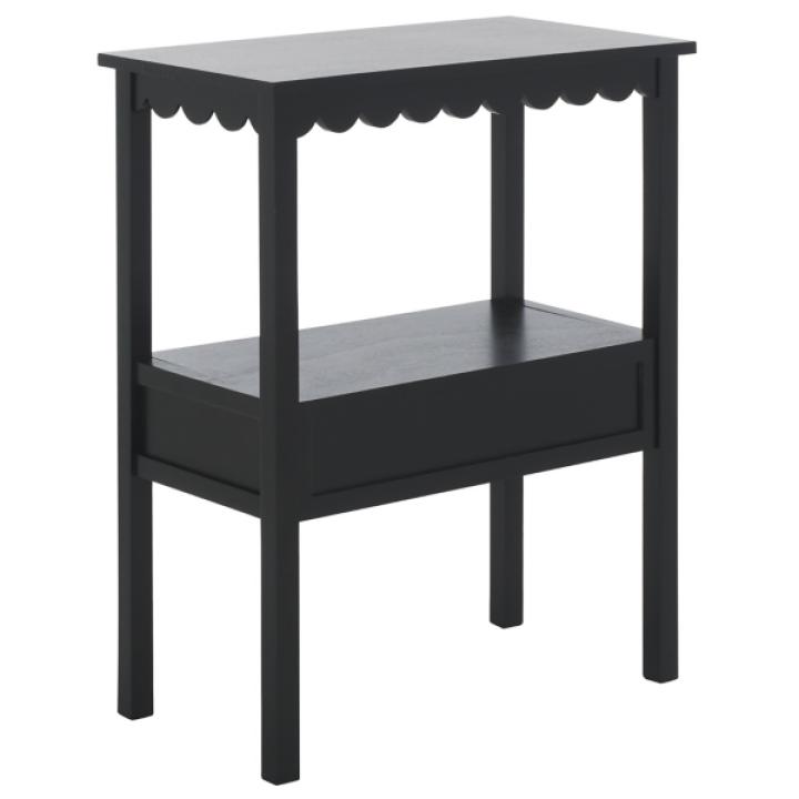 Black Wood 2-Tier Cottage Accent Table
