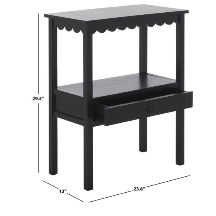 Black Wood 2-Tier Cottage Accent Table
