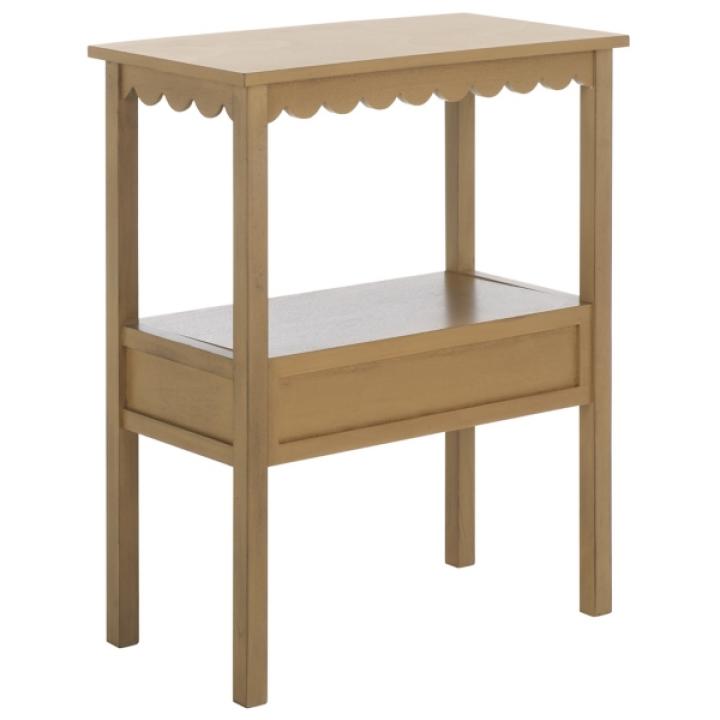 Brown Wood 2-Tier Cottage Accent Table