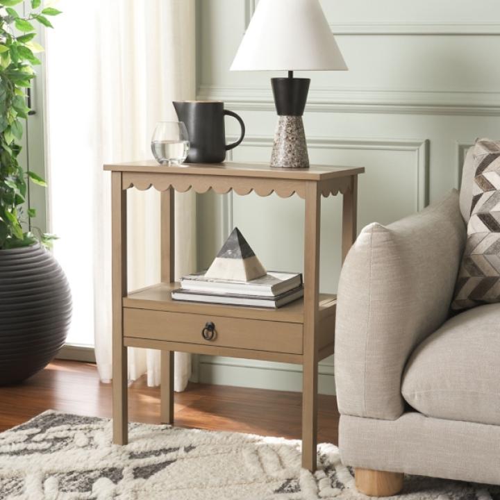 Brown Wood 2-Tier Cottage Accent Table