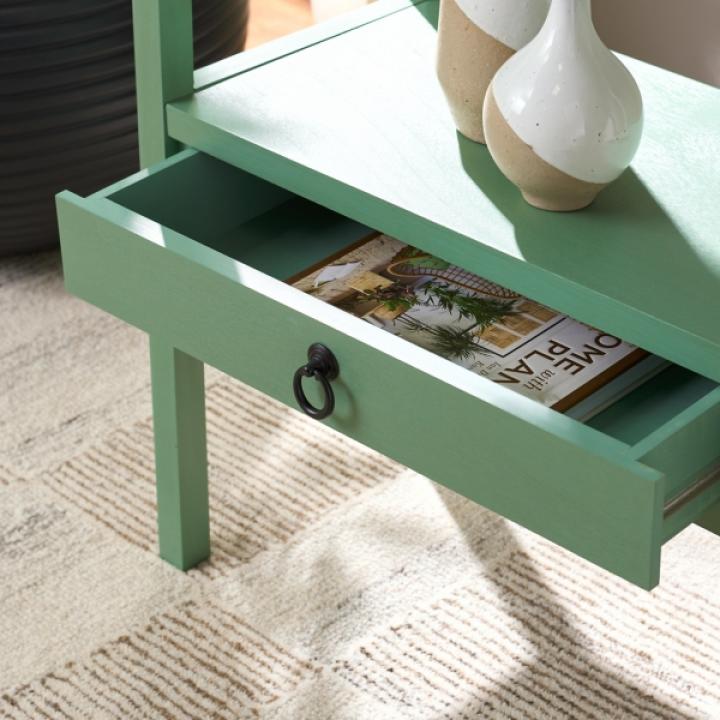 Green Wood 2-Tier Cottage Accent Table