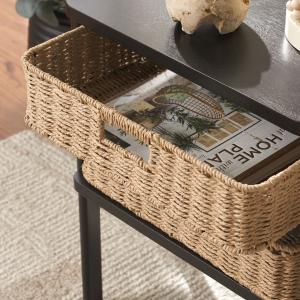Dark Brown Woven 2-Drawer Rosa Accent Table