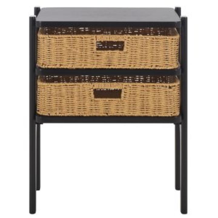 Dark Brown Woven 2-Drawer Rosa Accent Table