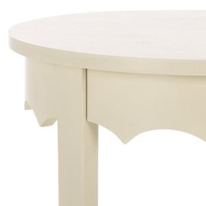 Beige Round Wood Lenora Accent Table