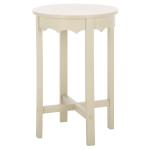 Beige Round Wood Lenora Accent Table