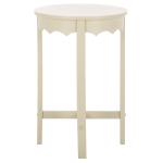 Beige Round Wood Lenora Accent Table