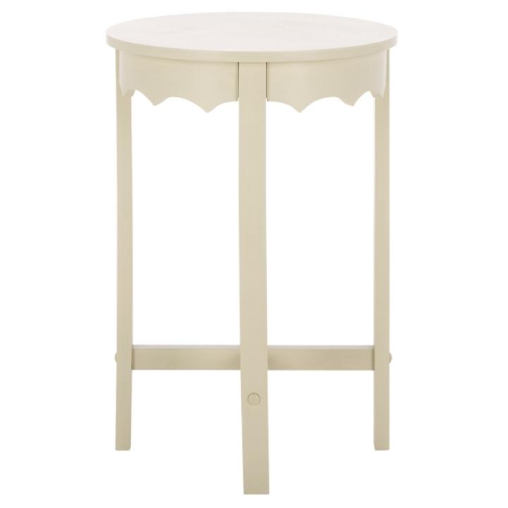 Beige Round Wood Lenora Accent Table