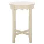 Beige Round Wood Lenora Accent Table