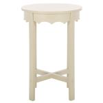 Beige Round Wood Lenora Accent Table
