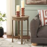 Brown Round Wood Lenora Accent Table