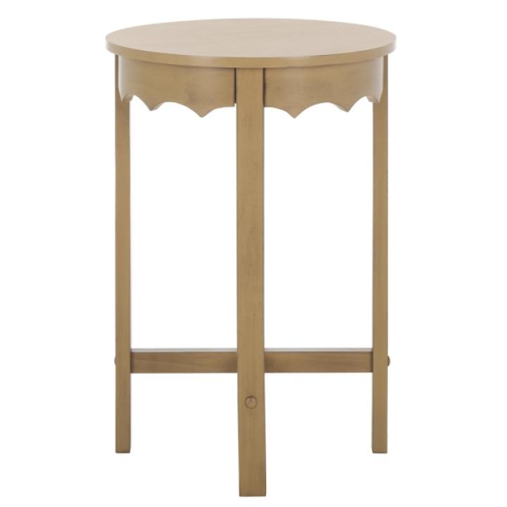 Brown Round Wood Lenora Accent Table